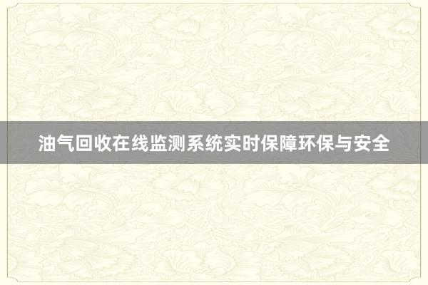 油气回收在线监测系统实时保障环保与安全